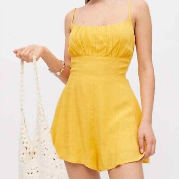 Urban Outfitters Size Small Yellow Cassidy Tie Romper - Picture 1 of 7